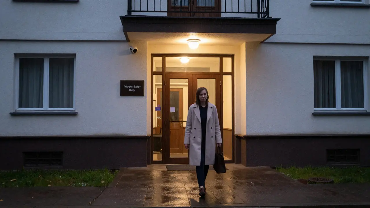 Человек идет к приватному зданию в Калуге — символ осознанного и безопасного выбора.