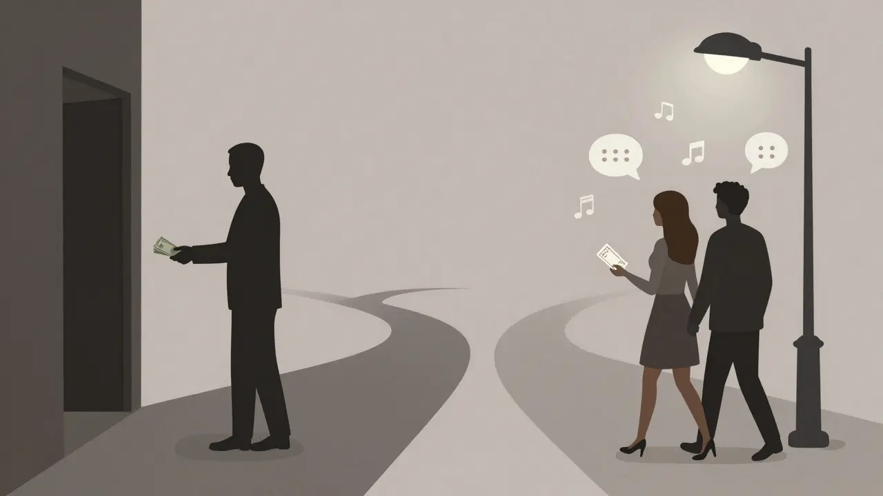 Два пути: тайная сделка и тёплое сопровождение — символический выбор.