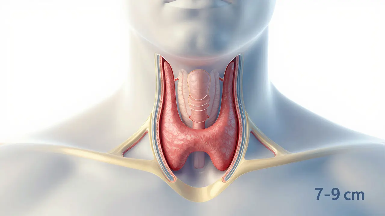 Анатомическая схема горла с обозначенной безопасной глубиной 7–9 см и предупреждающими зонами.
