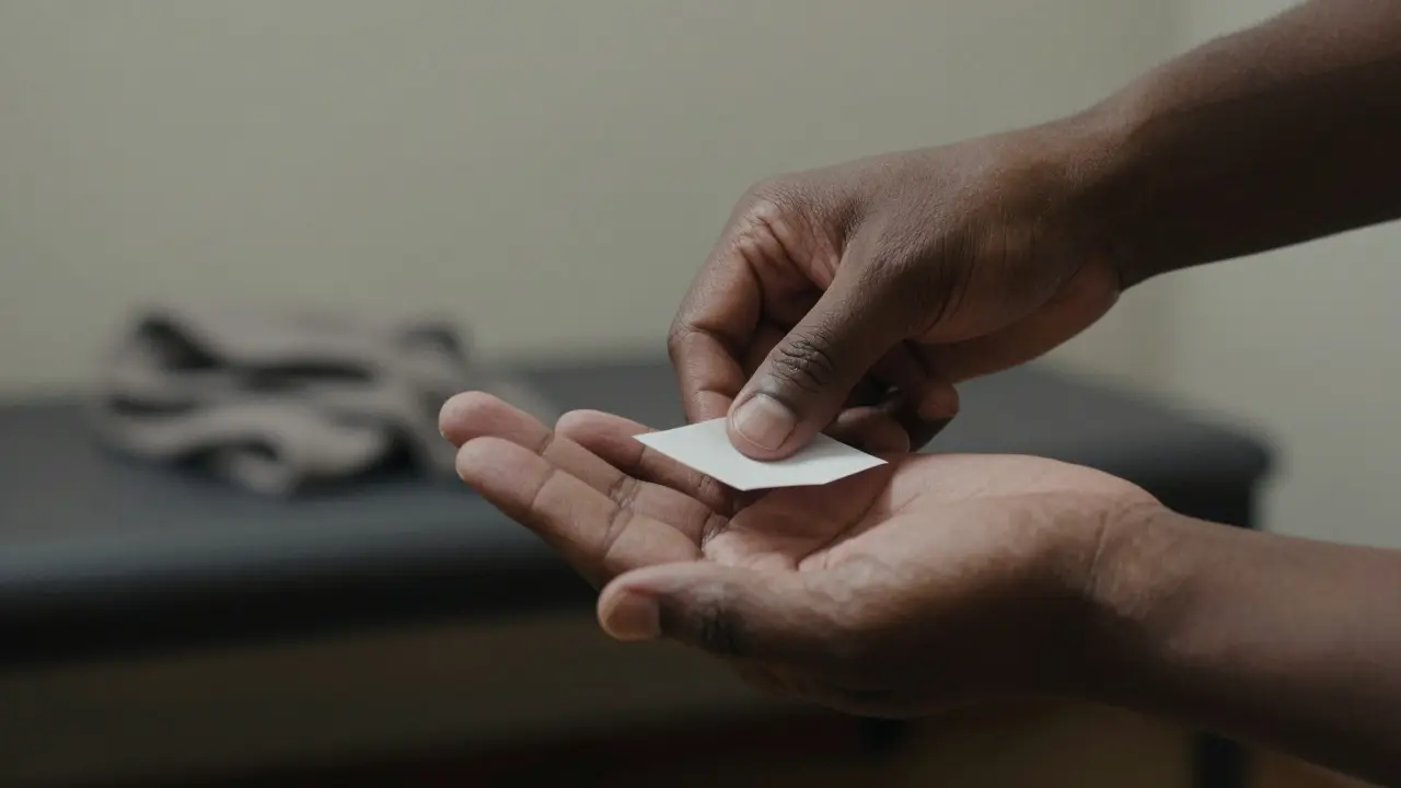 Две руки: одна передает записку, другая принимает её без слов — ни лиц, ни эмоций, только жест.